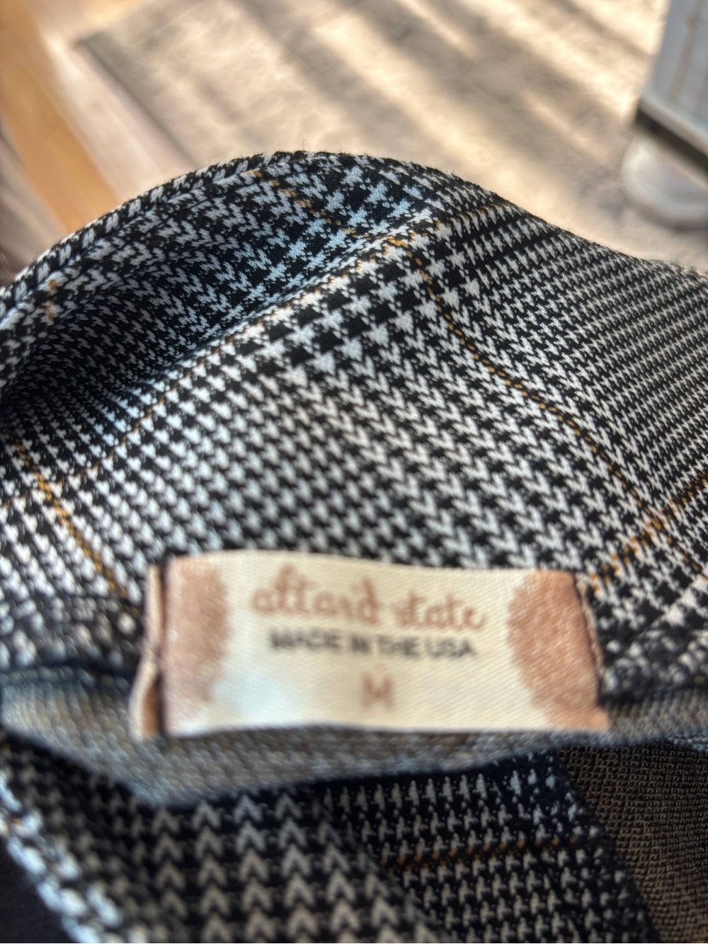 Altar'd State Black & Gray Plaid Pleated Mini Skirt with Subtle Tan Stripe - Picture 10 of 12